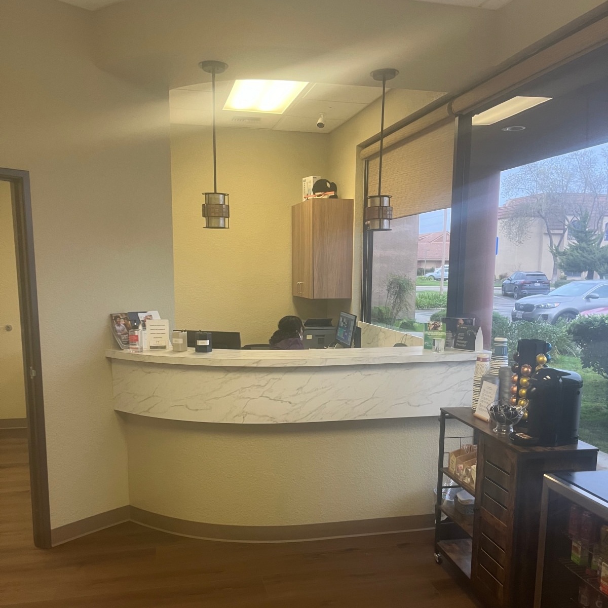 Dental office front desk completed by Dry Creek Construction