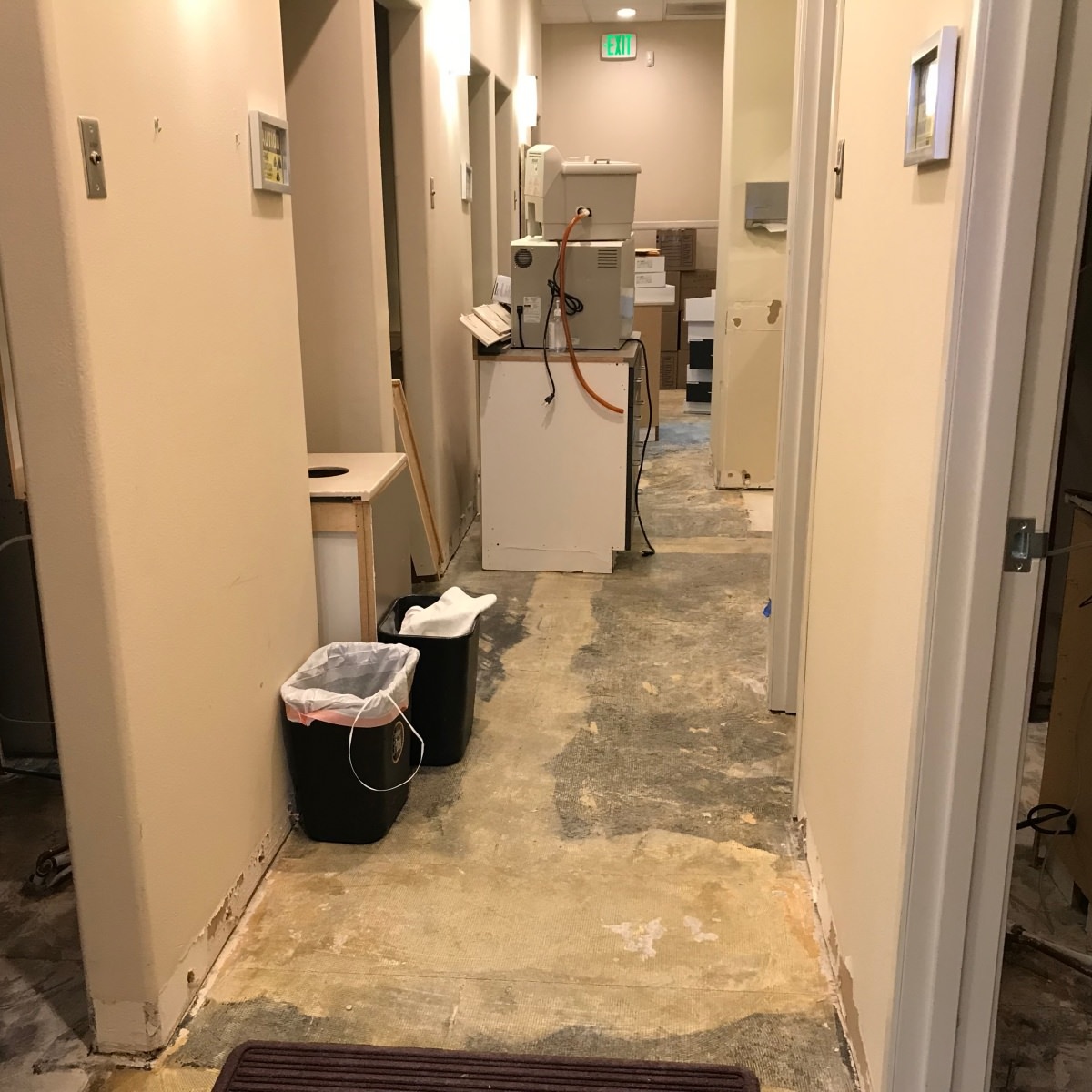 Dental facility hallway before construction