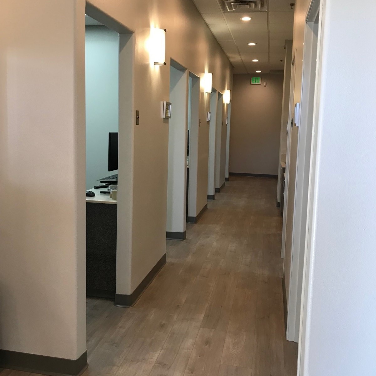 dental facility hallway completed by Dry Creek Construction